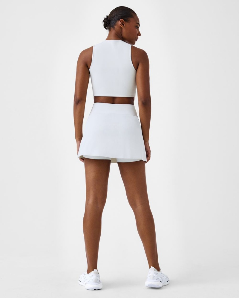 Topy Spanx Contour Rib Mock Neck Crop Světle Šedé | 8163529-ST