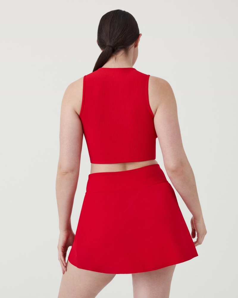 Topy Spanx Contour Rib Mock Neck Crop Červené | 0819734-GD