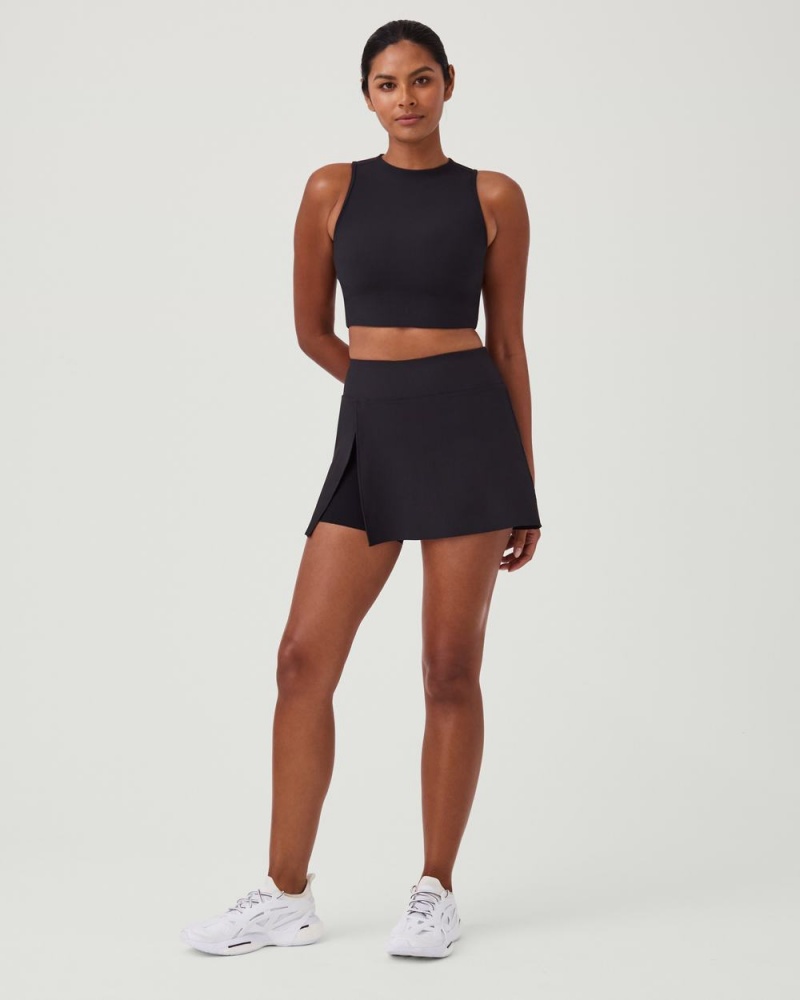 Topy Spanx Contour Rib Mock Neck Crop Černé | 0214567-LQ