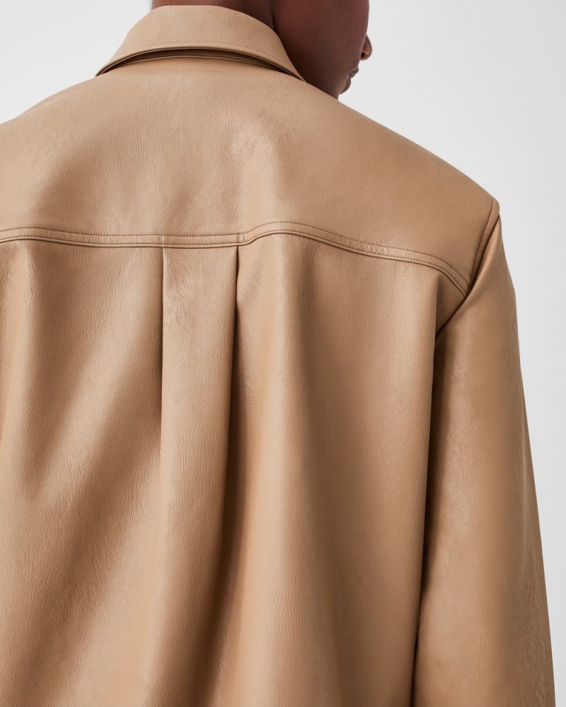 Topy Spanx Læder-Like Oversized Shacket Toffee | 5093278-XF