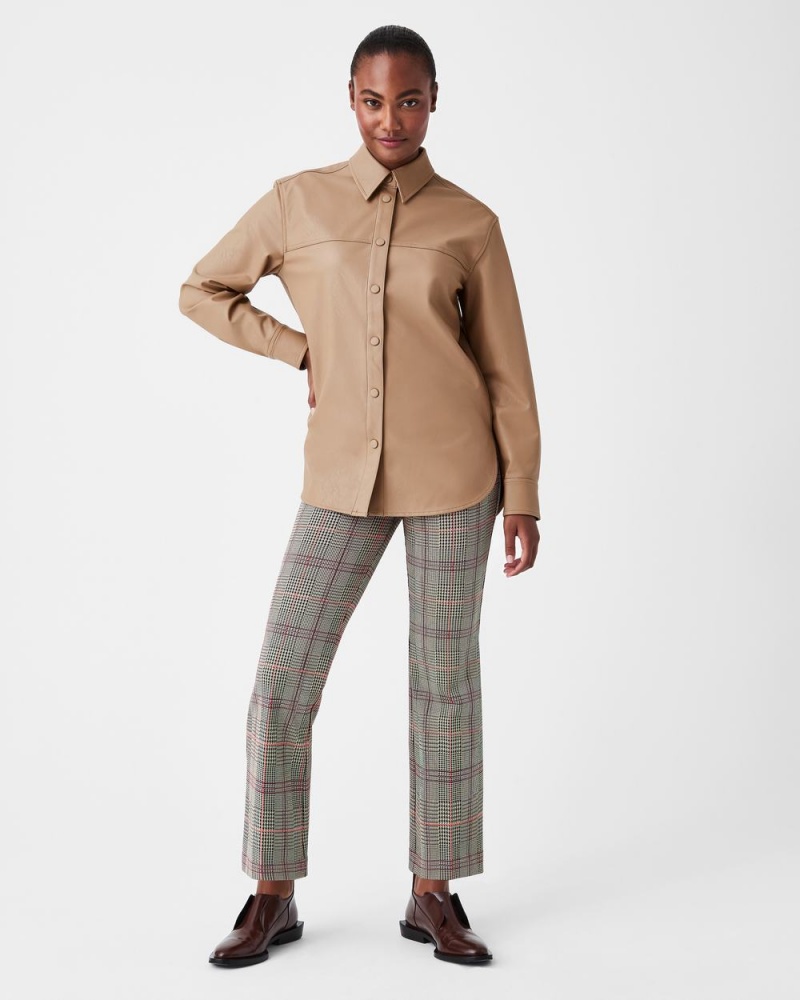 Topy Spanx Læder-Like Oversized Shacket Toffee | 5093278-XF