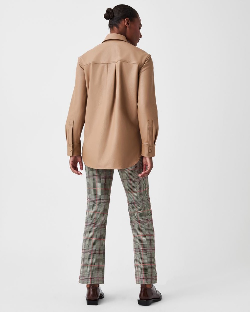 Topy Spanx Læder-Like Oversized Shacket Toffee | 5093278-XF