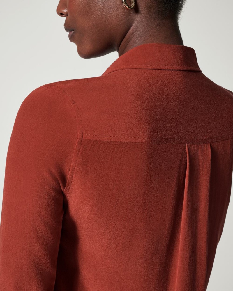 Topy Spanx Low Maintenance Silk Button Down Oranžové | 5368970-SV