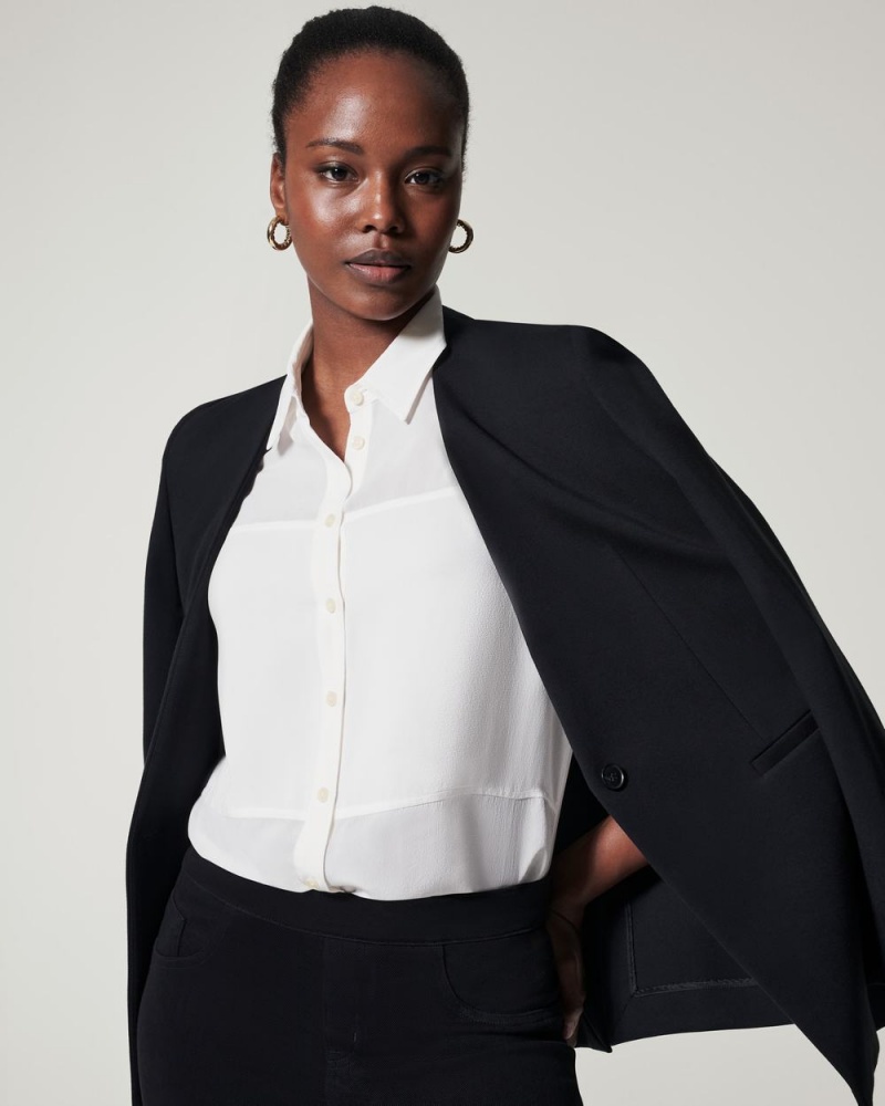 Topy Spanx Low Maintenance Silk Button Down Bílé | 0857312-LO