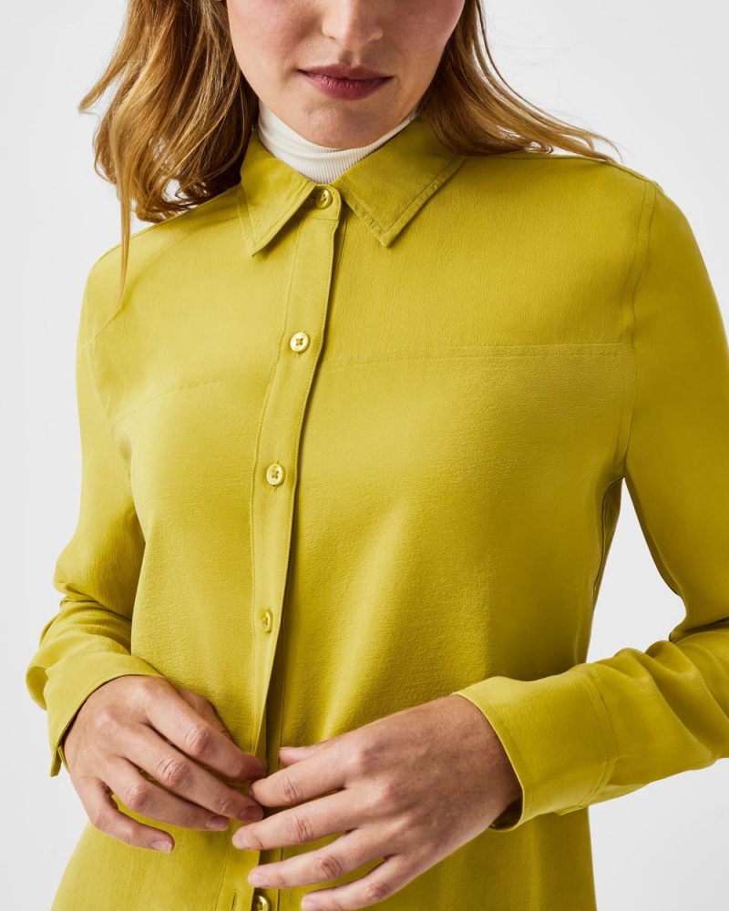Topy Spanx Low Maintenance Silk Button Down Světle Zelene | 6742395-WT