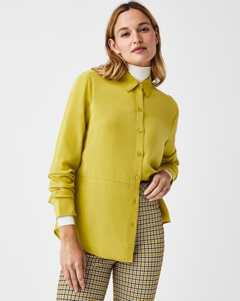 Topy Spanx Low Maintenance Silk Button Down Světle Zelene | 6742395-WT