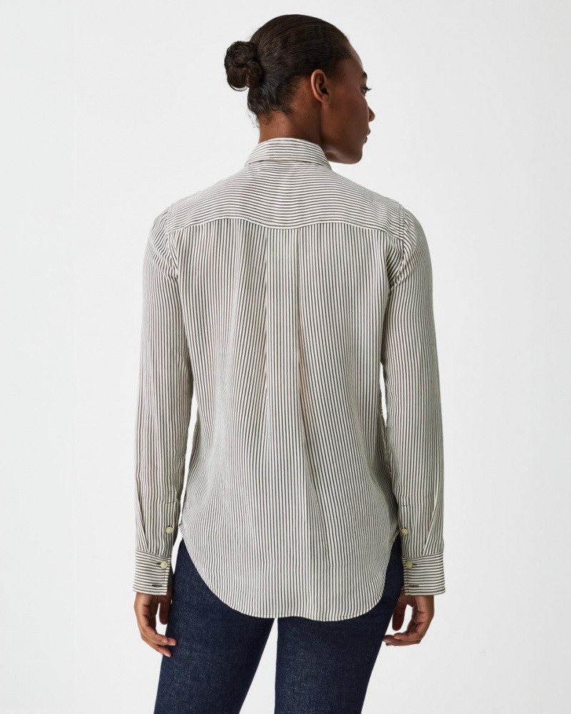 Topy Spanx Low Maintenance Silk Button Down Proužek | 0369874-FI