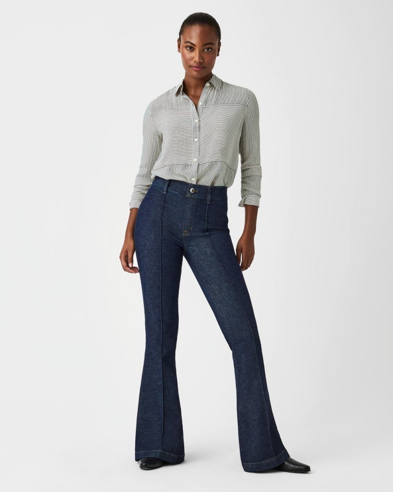 Topy Spanx Low Maintenance Silk Button Down Proužek | 0369874-FI