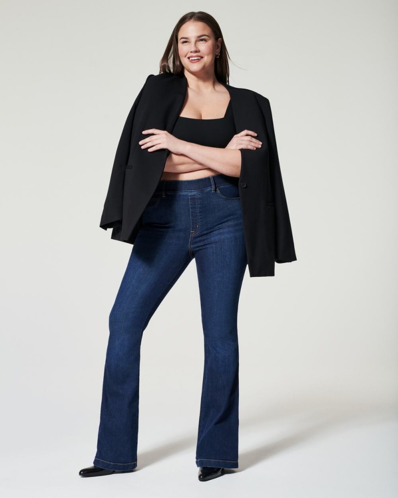 Topy Spanx Ponte Square Neck Crop Černé | 2139850-MQ