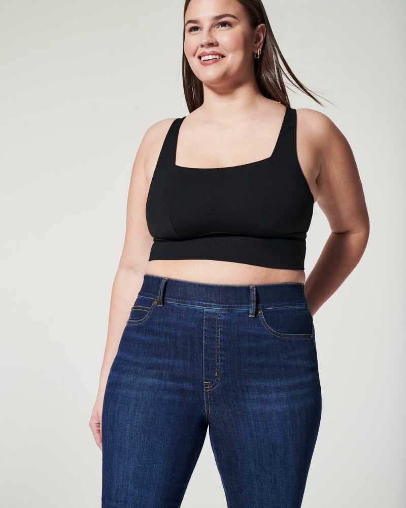 Topy Spanx Ponte Square Neck Crop Černé | 2139850-MQ