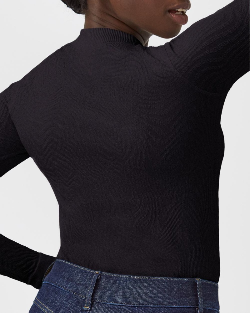 Topy Spanx Seamless Swirl Long Sleeve Shirt Černé | 4629817-TN