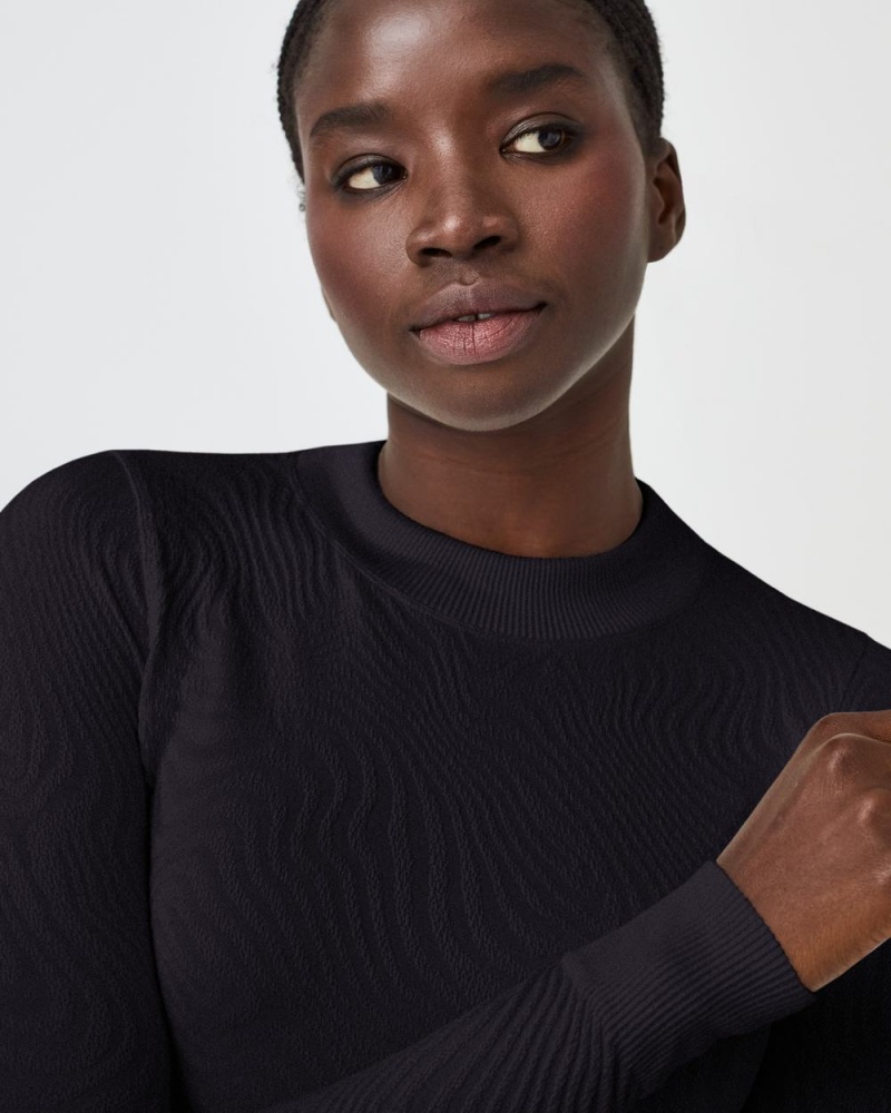 Topy Spanx Seamless Swirl Long Sleeve Shirt Černé | 4629817-TN