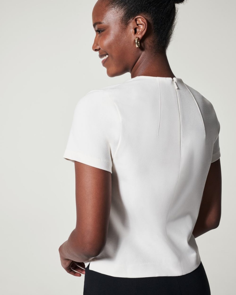 Topy Spanx The Perfect Funnel Neck Bílé | 1485063-AO
