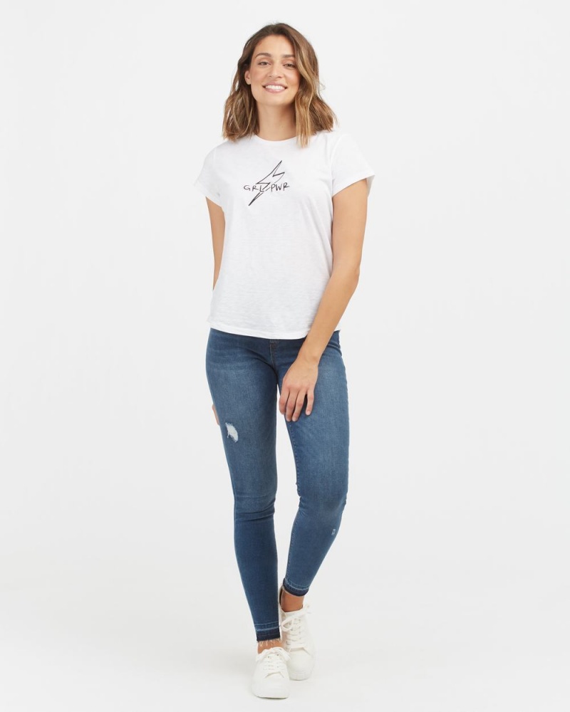 Tričko Spanx Pima Bavlněné Embroidered Grafická Bílé | 0643821-LG