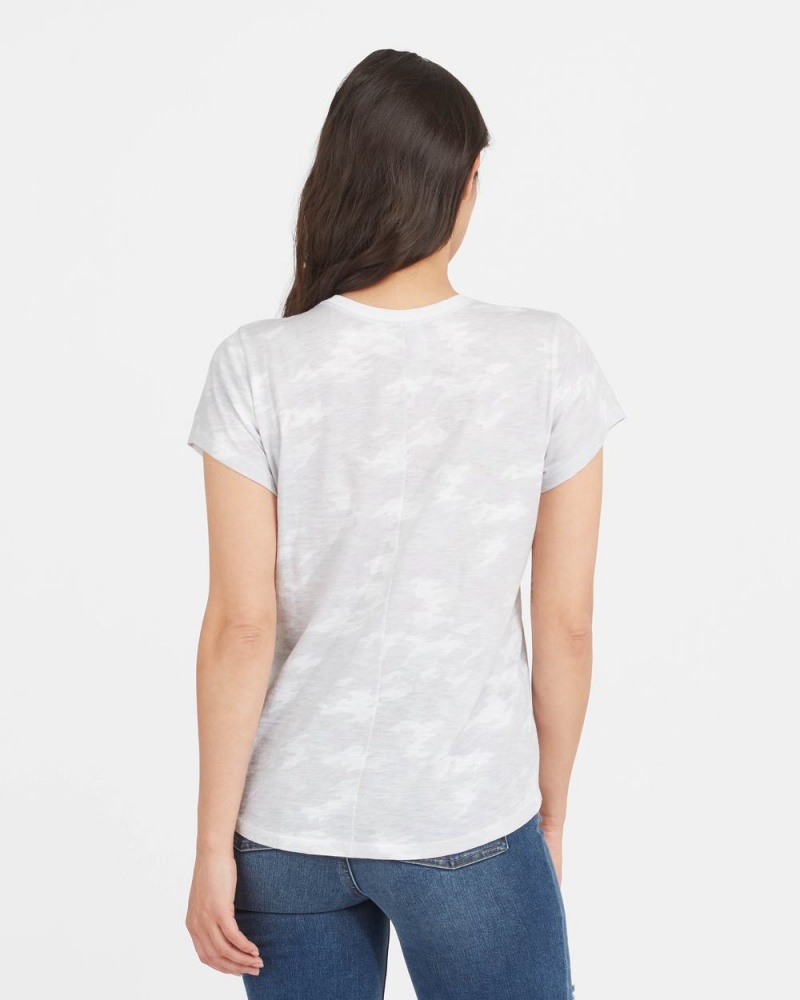 Tričko Spanx Pima Bavlněné Printed Grafická Bílé Maskáčové | 0235967-HJ