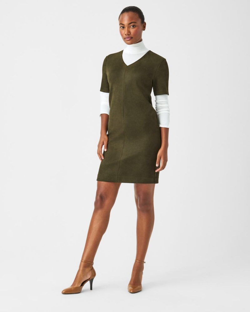 Šaty Spanx Faux Semišové Column Zelene | 4590173-HS