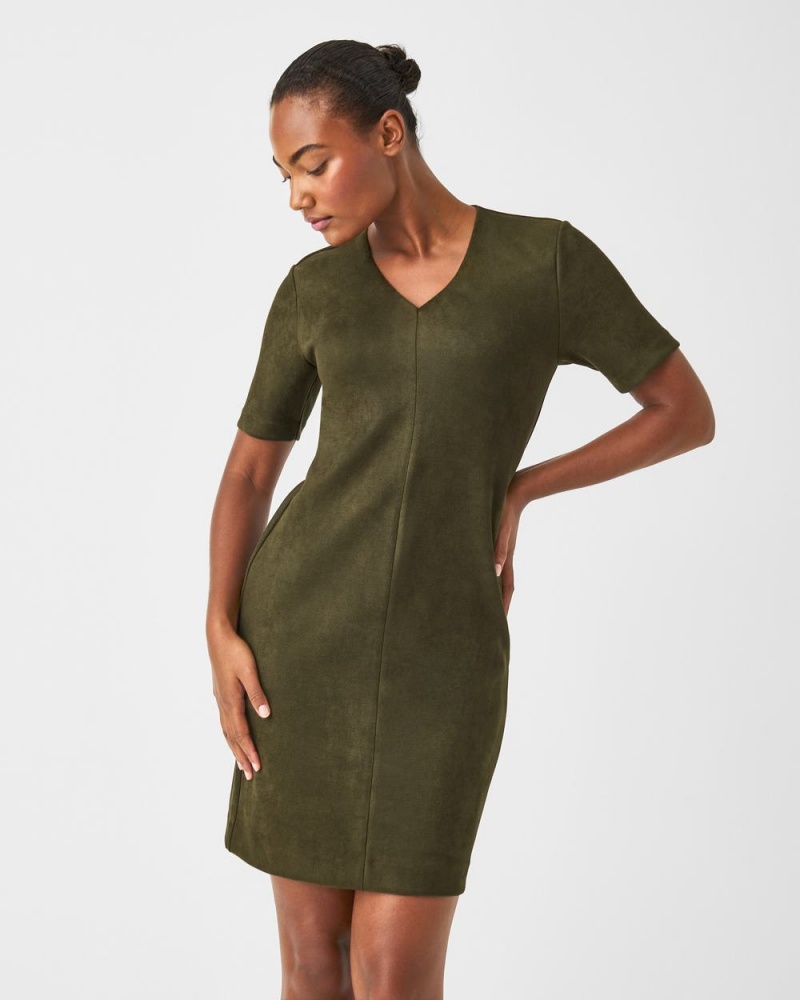 Šaty Spanx Faux Semišové Column Zelene | 4590173-HS