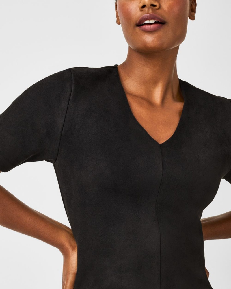 Šaty Spanx Faux Semišové Column Černé | 5162409-YL