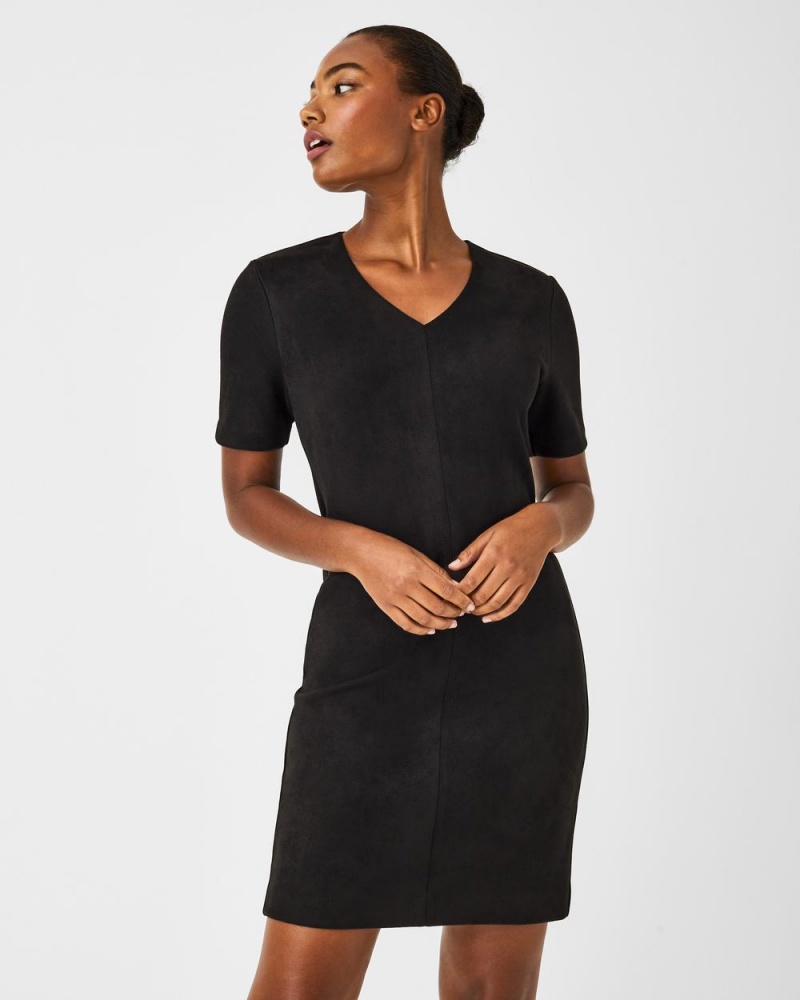 Šaty Spanx Faux Semišové Column Černé | 5162409-YL