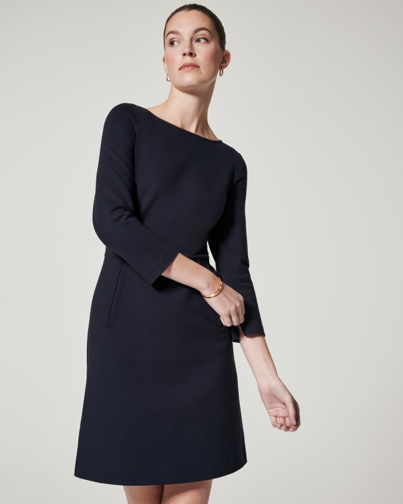 Šaty Spanx The Perfect A-line 3/4 Sleeve Tmavě Blankyt | 9170386-DL