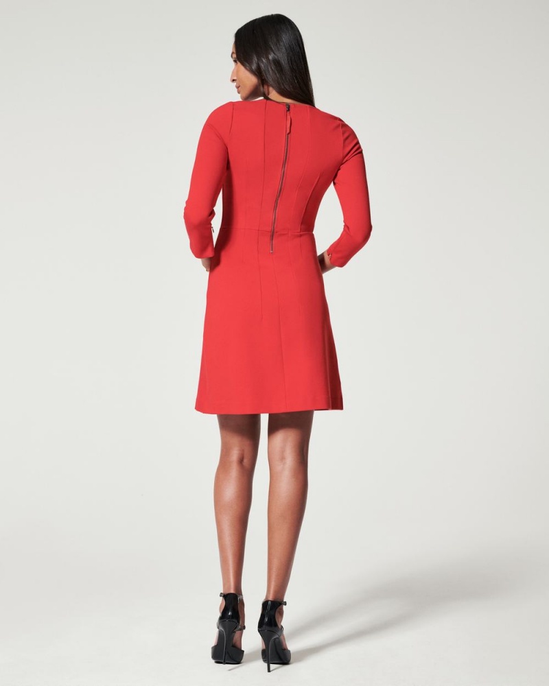 Šaty Spanx The Perfect A-line 3/4 Sleeve Červené | 7908351-MC