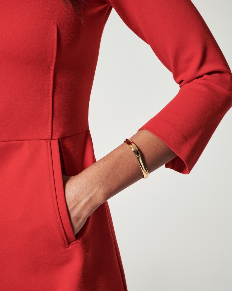 Šaty Spanx The Perfect A-line 3/4 Sleeve Červené | 7908351-MC