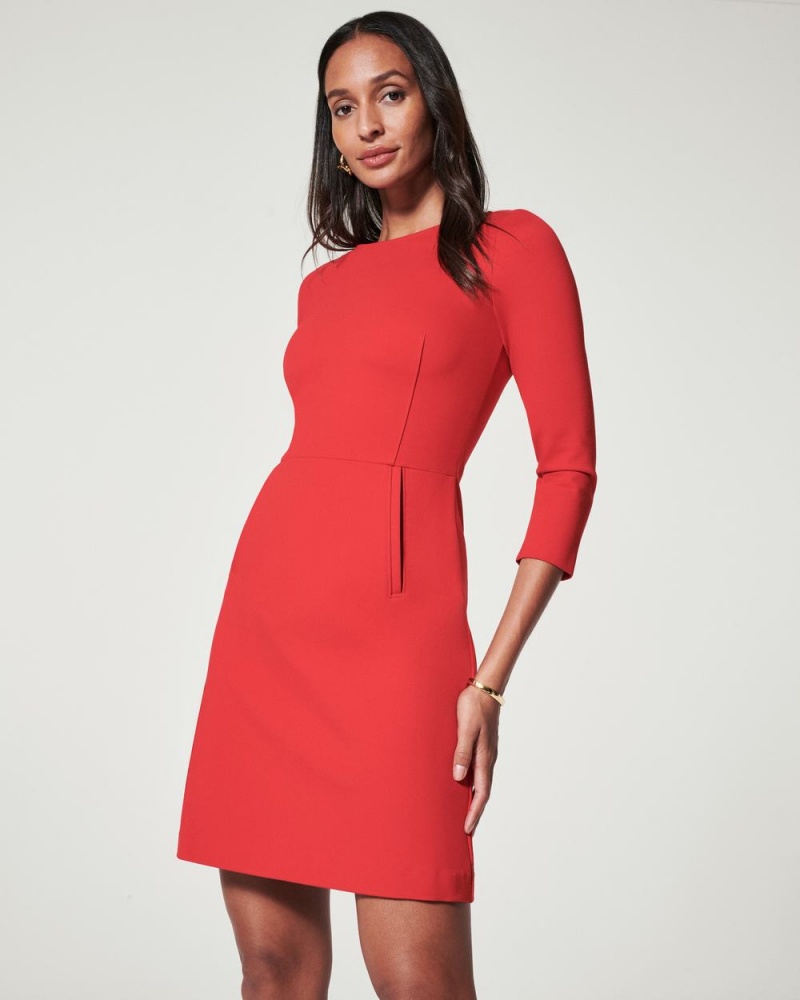 Šaty Spanx The Perfect A-line 3/4 Sleeve Červené | 7908351-MC