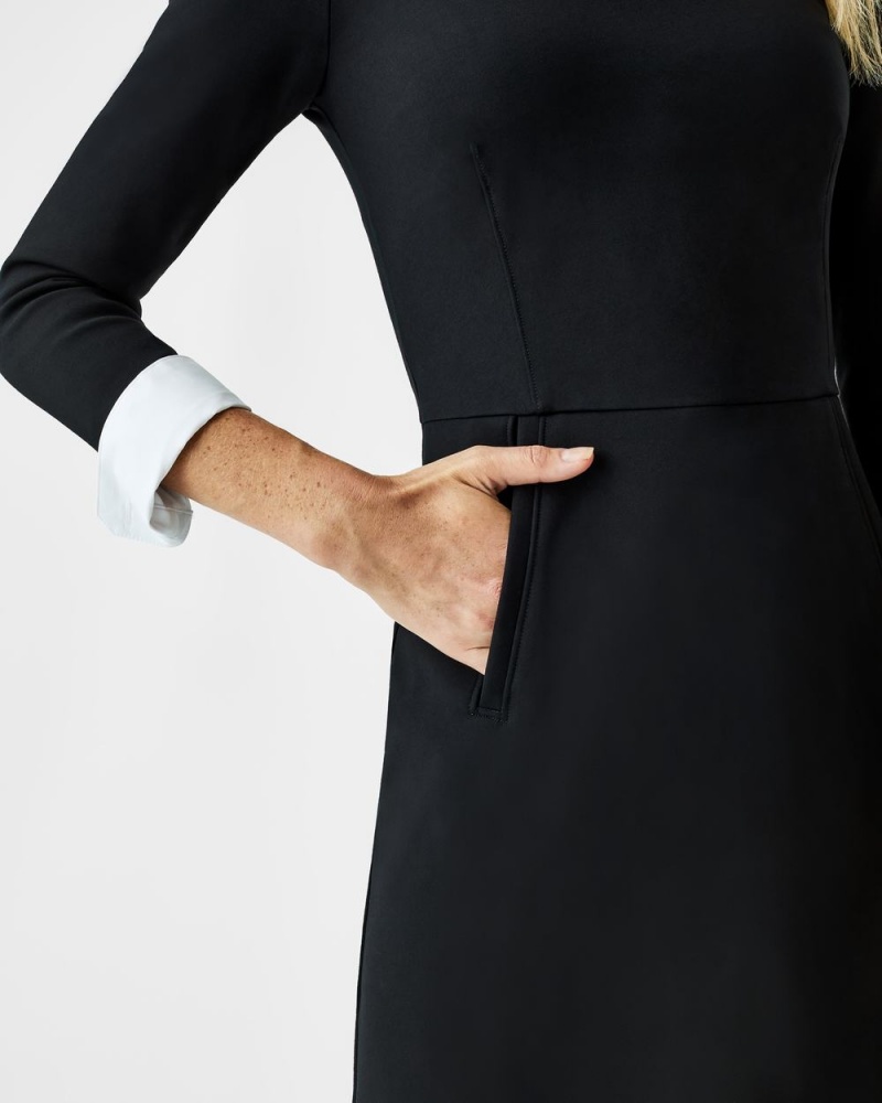 Šaty Spanx The Perfect A-line 3/4 Sleeve Černé | 9843652-QK